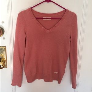 Pink v neck hollister sweater